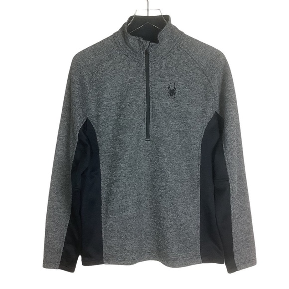 Spyder Men's Half Zip Up Jacket Heathered Black M - Picture 1 of 12